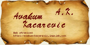 Avakum Kačarević vizit kartica